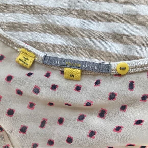 Anthropologie Little Yellow Button Stripe Contrast Top-XS - Picture 6 of 8